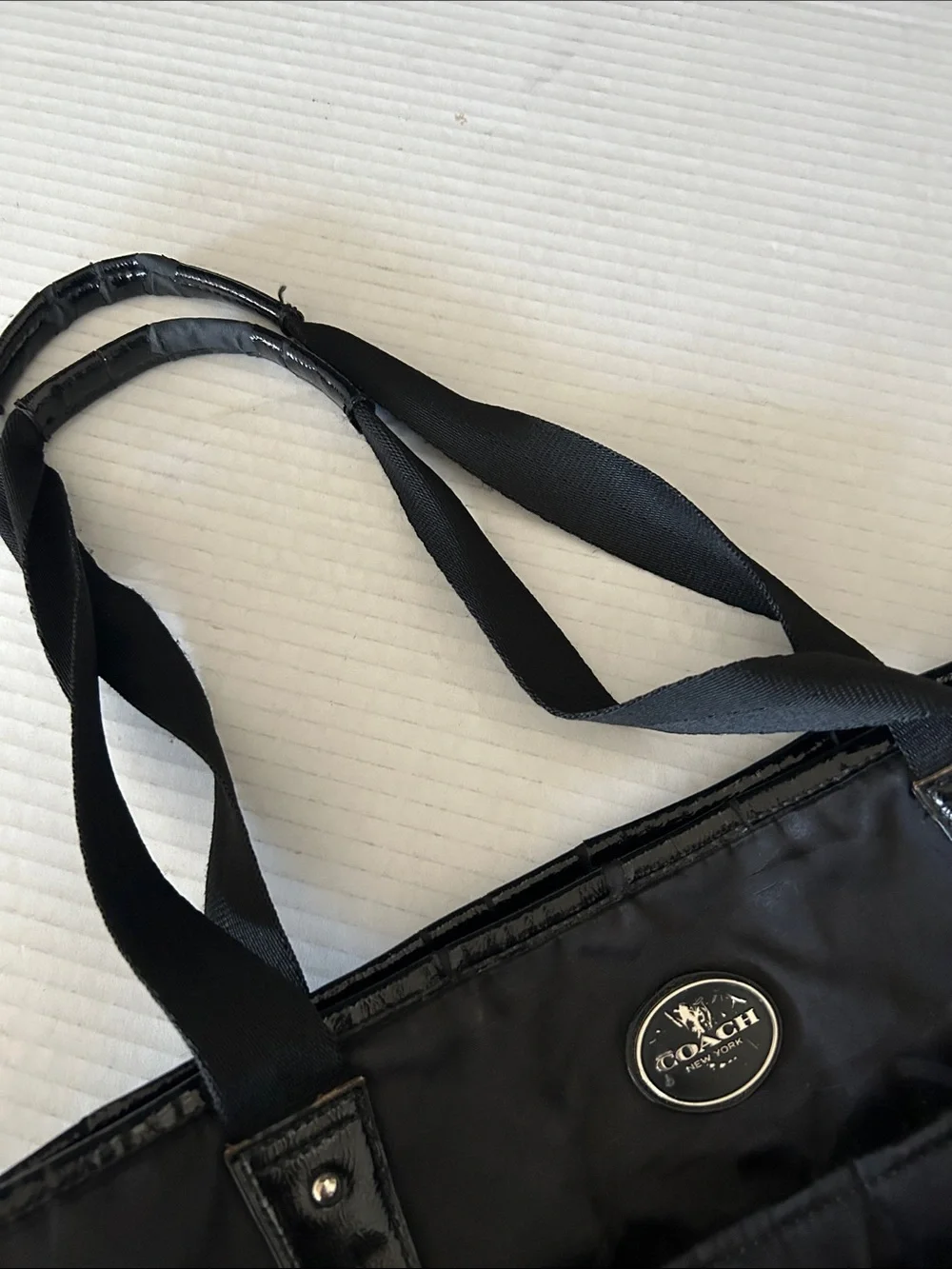 Coach Black Signature Nylon Messenger Bag with Changing Pad